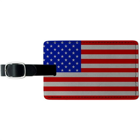 USA American Flag Leather Luggage ID Tag Suitcase Carry-On