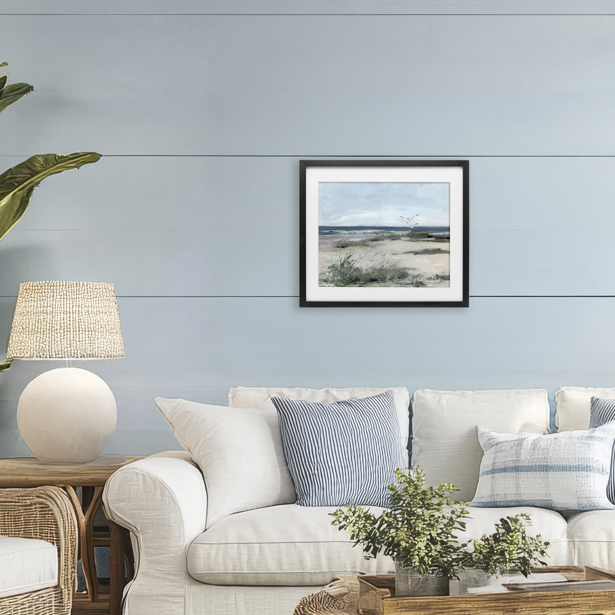 Stupell Industries Seagull Pair over Waves Black Framed Print Under Glass, design by Sally Swatland