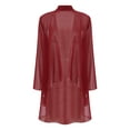 thumbnail image 3 of Yartina Women's Long Chiffon Cardigan Outerwear Jacket Dress Coat Burgundy XL, 3 of 7