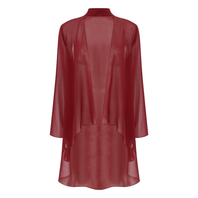 Alvivi Kimono Cardigans pour Femmes en Chiffon Transparent, Décontracté, Ouvert, Bourgogne TG
