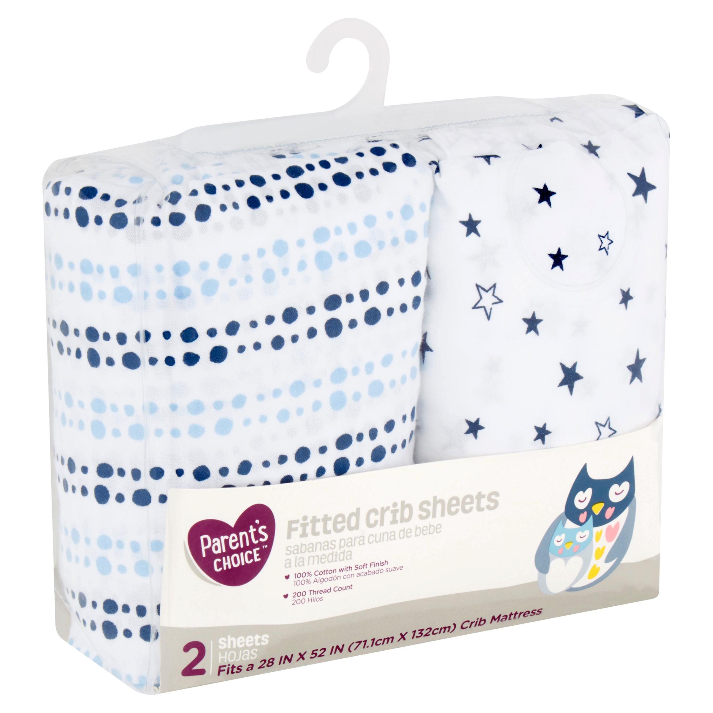 Parent's Choice 100% Cotton Fitted Crib Sheets, Blue Star 2pk - image 3 of 6