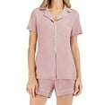 thumbnail image 6 of FAIWAD Women Pajamas Set Short Sleeve Lapel Button Shirt Tops and Elastic Waist Short Pants, 6 of 6