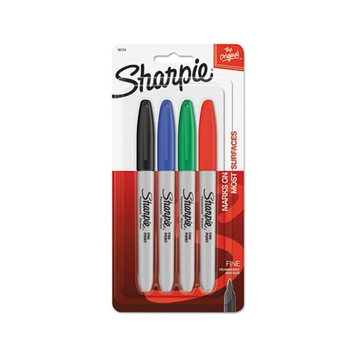 Fine Tip Permanent Marker Assorted Colors, 4/Set