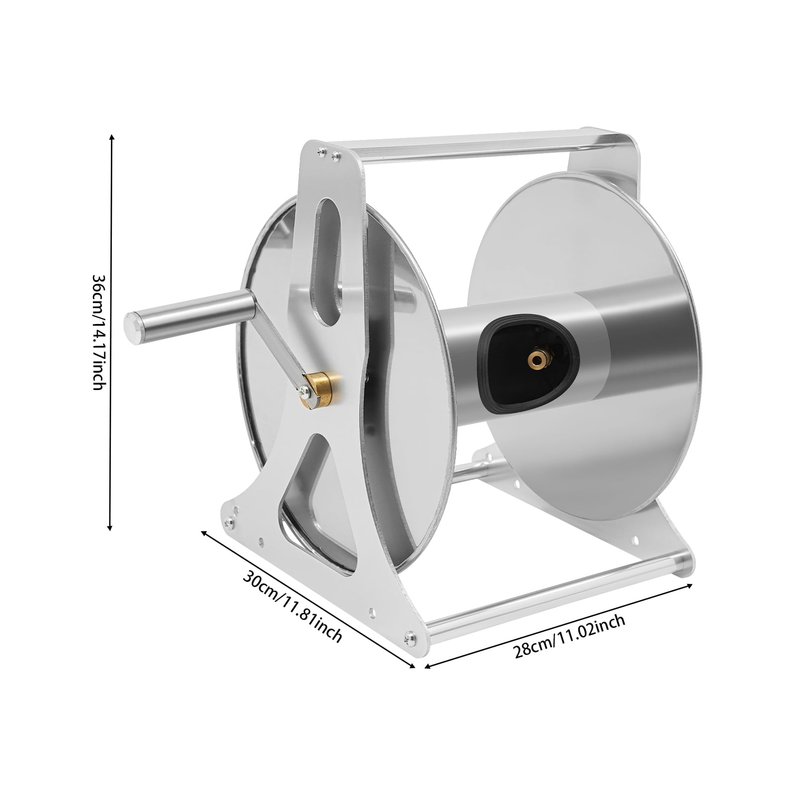 TFCFL 30x28x36cm Stainless Steel Garden Hose Reel Garden Hose Reel Silver Water Hose Storage Rack