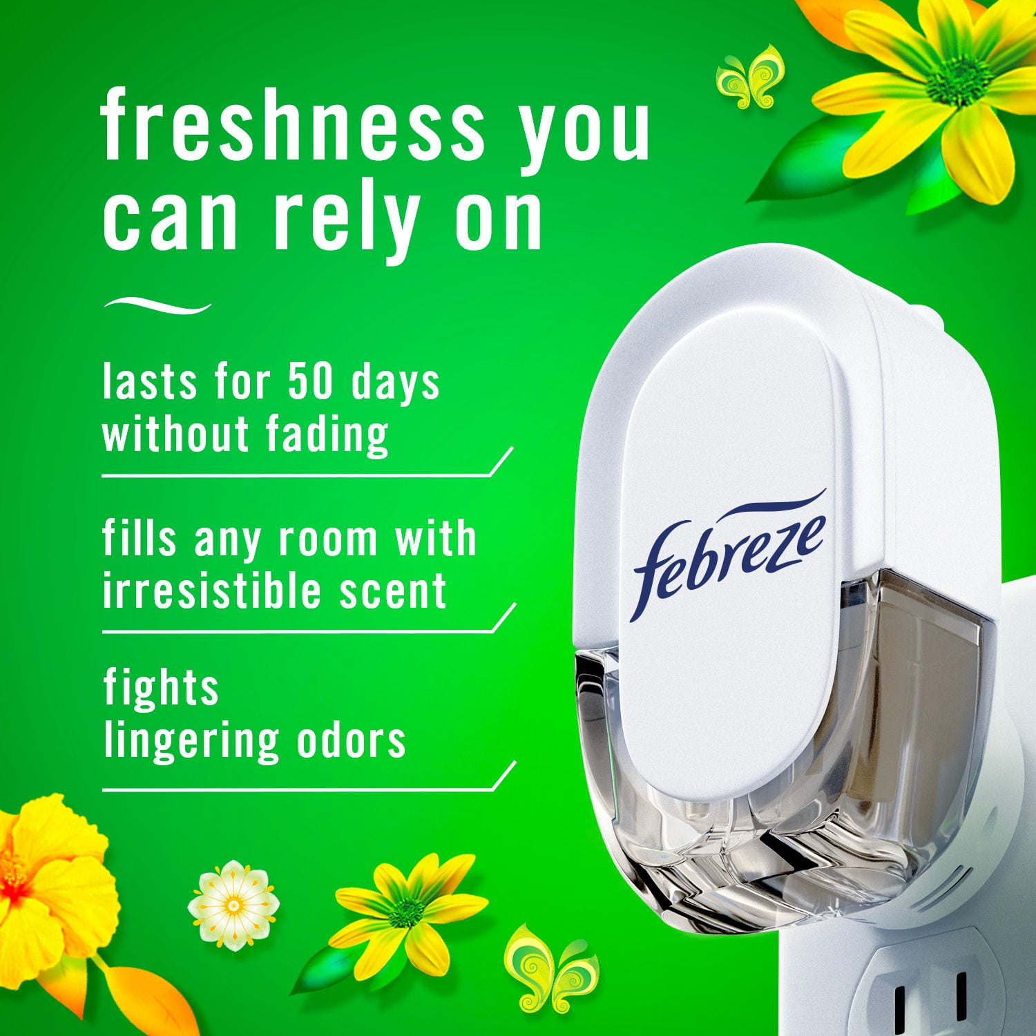 Febreze Plug In Air Freshener, Odor-Fighting Scented Oil Starter Kit, Gain Scent, Warmer + 4 Refill