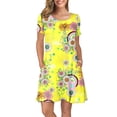 thumbnail image 2 of Outfmvch Fall Dresses Womens Dresses Yellow Dress Women Summer Short Sleeve Sunflower Printed Pockets Sundress Casual Swing Dress Womens Dresses Yellow 2Xl, 2 of 8