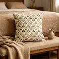 thumbnail image 4 of Floral Throw Pillow Covers, 18"x18" Blue Striped Linen Cases, Decorative Covers For Couch, Sofa & Home, 4 of 6