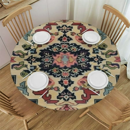 

Qlo0ole Round Fitted Tablecloth Waterproof Table Cloth with Elastic Edge Design Vintage Texture Pattern Table Covers Vinyl Tablecloths for Picnic Wipeable Table Cloth for Indoor Outdoor 31-35