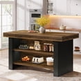 thumbnail image 3 of Tribesigns 55-Inch Kitchen Island with Storage, Farmhouse Center Island Table for Kitchen, Dining Room, Living Room, Brown & Black, 3 of 7