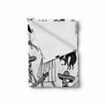 thumbnail image 2 of Mexican Soft Flannel Fleece Throw Blanket, Day of the Dead Dancers Themed Woman and Man Skeleton Playing Music Design, Cozy Plush for Indoor and Outdoor Use, 70" x 90", Black White, by Ambesonne, 2 of 6