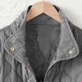 thumbnail image 6 of Wuxian Womens Winter Jacket Stand Collar Long Sleeve Button Down Plus Size Lightweight Quilted Puffer Coats Loose Fit Comfortable Warm Thick Outerwear,Grey,XXL, 6 of 8