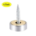 thumbnail image 1 of Uxcell 0.71'' Tornillos de espejo tapas decorativas cubiertas de acero inoxidable tono plateado 4pcs, 1 of 6