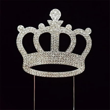 Silver Crown Rhinestone Cake Topper - Silver