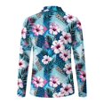 thumbnail image 5 of Xoenoiee Tropical Hibiscus Palm Leaves Print Golf Shirts for Women Long Sleeve Collared Tops Loose Summer Work Travel Blouses V-Neck Polo Shirts Business Casual Work Tops Dressy Blouses, Size XS, 5 of 7