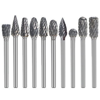 TSV 10pcs Carbide Burrs Fit for Dremel, 1/8 Shank Double Cut Tungsten  Carbide Rotary Bits for Carving Engraving Polishing 
