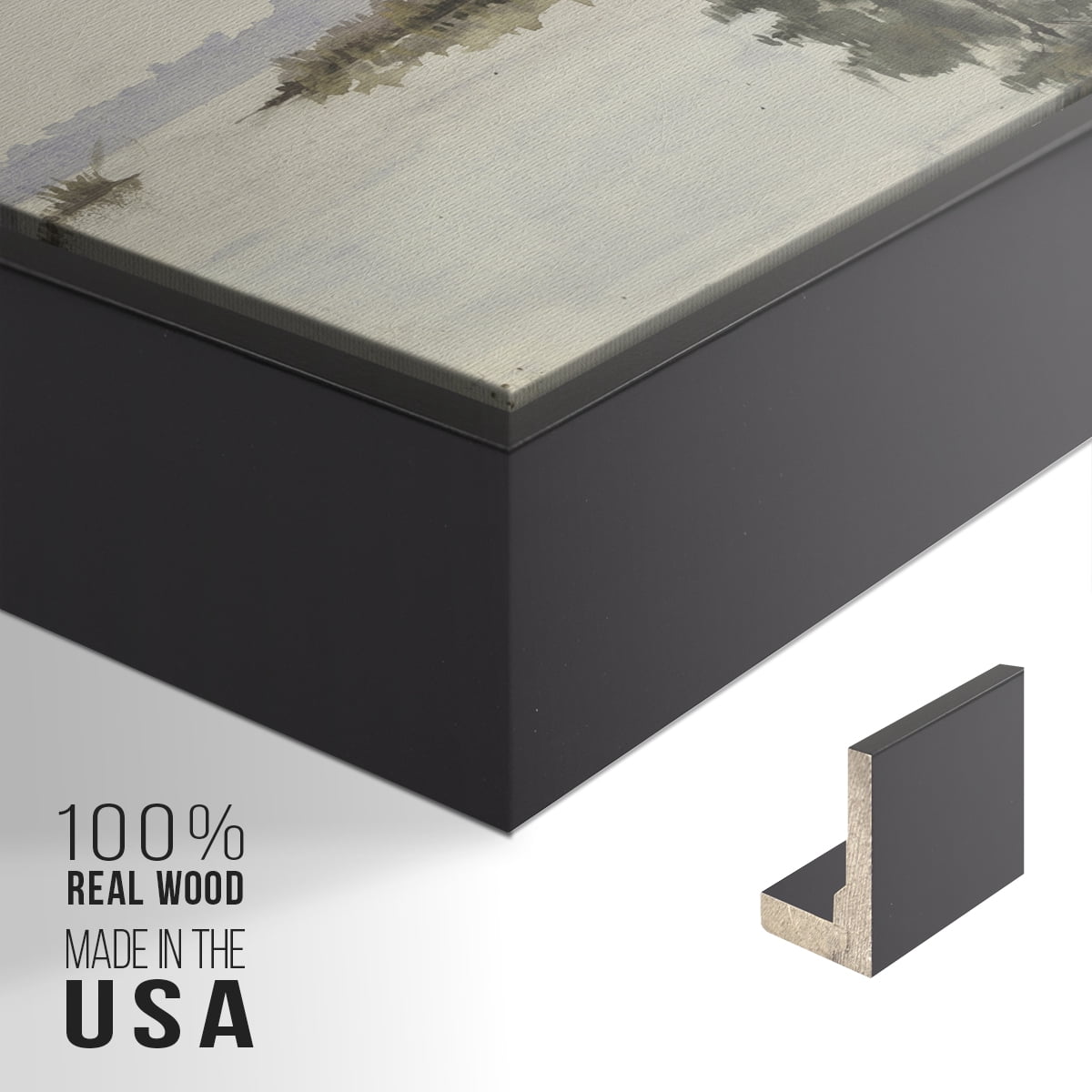 Vintage Landscape-XL By Wexford Home Framed in Black Wood Gallery Wrapped Canvas 25 in. x 37 in.