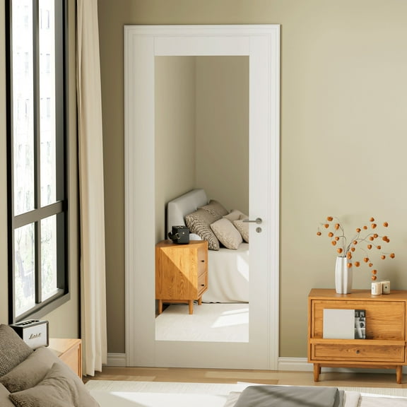 24" x 80" 1 Lite Tempered Mirrored Prefinished  French Door Slab Solid Manufactured Wood Core Standard Door for closet
