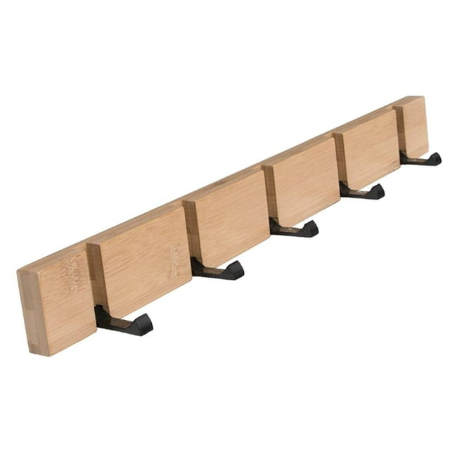 Perchero de madera blanco con gancho para armario, perchero de pared, toallero Naturaleza 5 ganchos