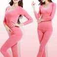thumbnail image 4 of ZSQDM Womens Thermal Underwear Set Womens Thermal Underwear Set Long Winter Clothes Base Layer Cuddle Duds Top And Bottom Thermals Sets Watermelon red A, 4 of 5