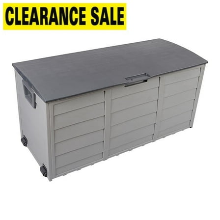 75 Gallon Deck Box Deck for Outside, Patio Large Storage Cabinet, Waterproof Storage Chest on Wheels for Christmas Gift, Garden Tools, Kids' Toys,Brown,260L