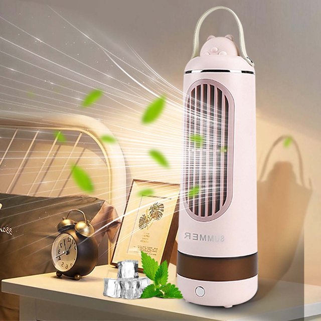2024 New Tower Desktop Fan With Three Adjustable Automatic Head And Night Light Vertical Fans Desk Supplies On Top Of Desks