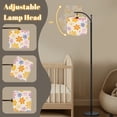 thumbnail image 3 of Arc Floor Lamp Floral style 70s groovy daisy Tall Modern Standing Lamp LED Adjustable Linen Lampshade 3 Color Temperatures, 3 of 8