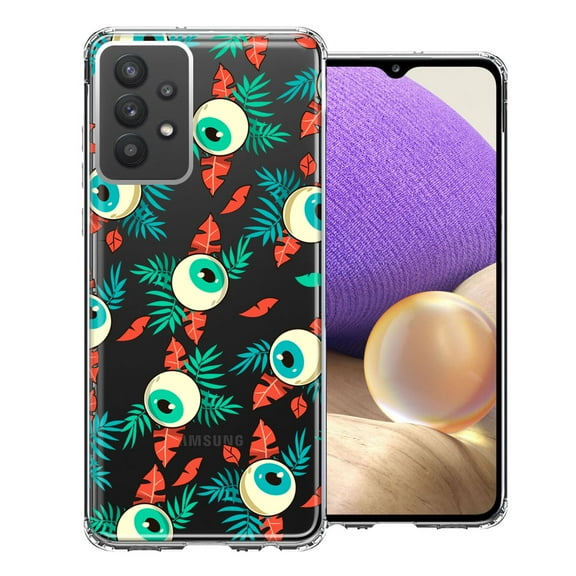 MUNDAZE For Samsung Galaxy A32 Halloween Creepy Tropical Eyeballs Design Double Layer Phone Case Cover