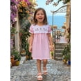 thumbnail image 6 of BemeyourBBs Toddler Baby Girl Summer Striped Dress Little Baby Girl Silly Goose Big Sister Outfit 12 18 24 Months 2 3 4 5 Years Scalloped Collar Puff Short Sleeve Silly Goose Floral Embroidery Dress, 6 of 9
