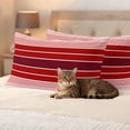 thumbnail image 3 of Red Striped Outdoor Waterproof Pillow Covers, Modern Minimalist Gradient Lines Country Decorative Rectangle Throw Pillowcase Sofa Cushion Sham for Patio/Couch/Chair, 20"x12" 2 Pack, 3 of 8