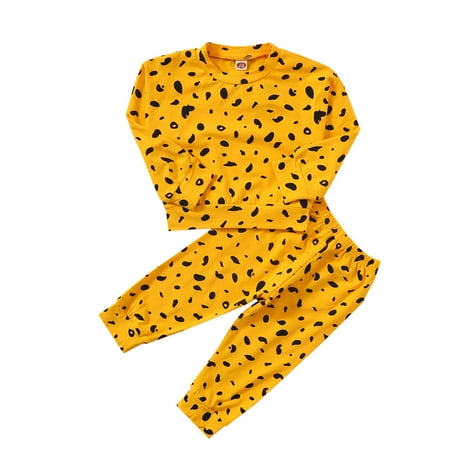 

Leesechin Toddler Tops Long Sleeve Clearance Newborn Baby Girls Boys Fashion Long Sleeve Leopard Tops+ Pants Outfits Set