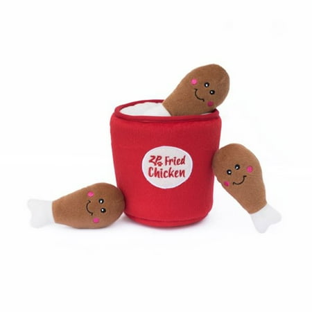 UPC: 0818786018672 | ZippyPaws Food Buddies Burrow  Interactive Squeaky Hide and Seek Plush Dog Toy – Bucket of Chicken