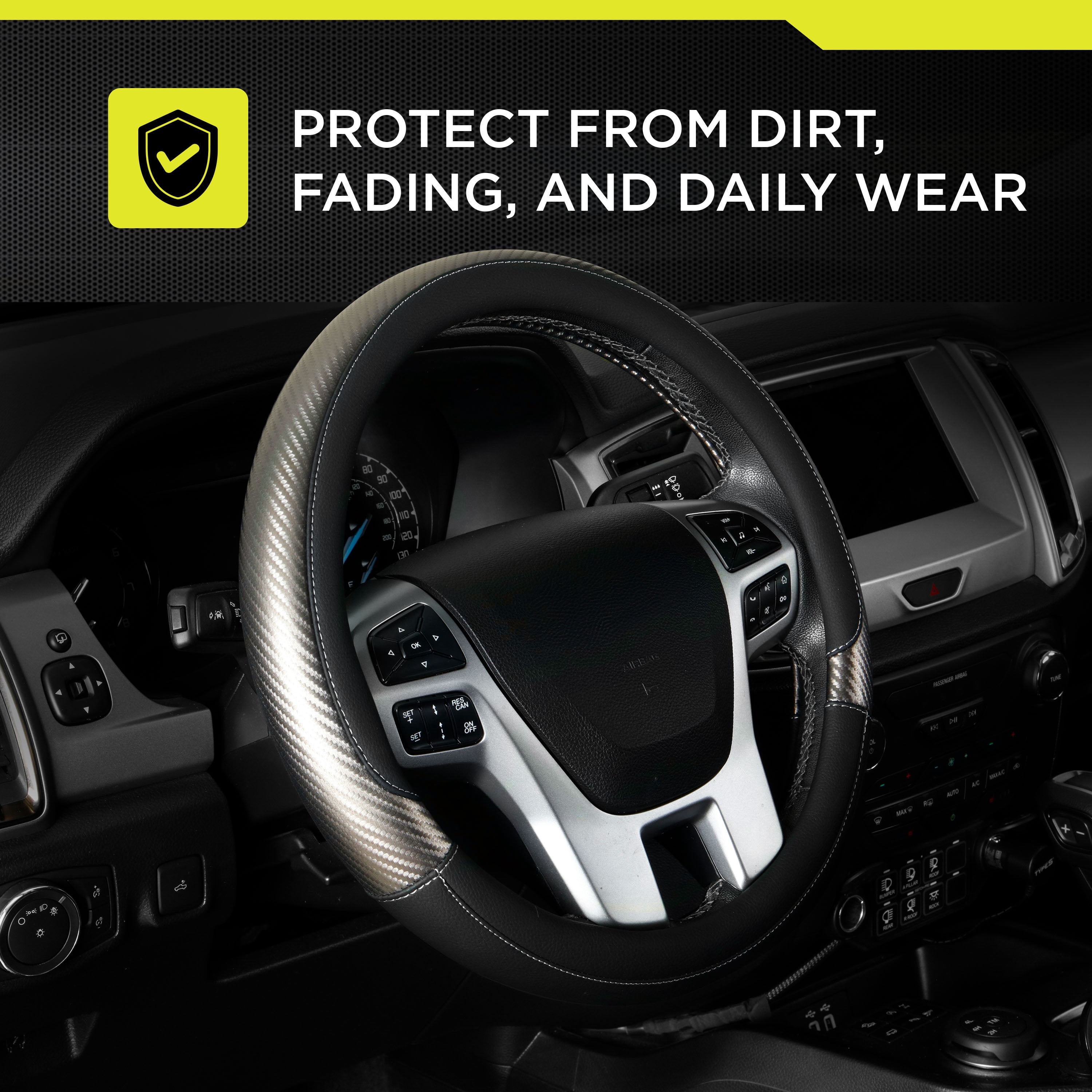 Auto Drive Metallic Gunmetal Sport Steering Wheel Cover