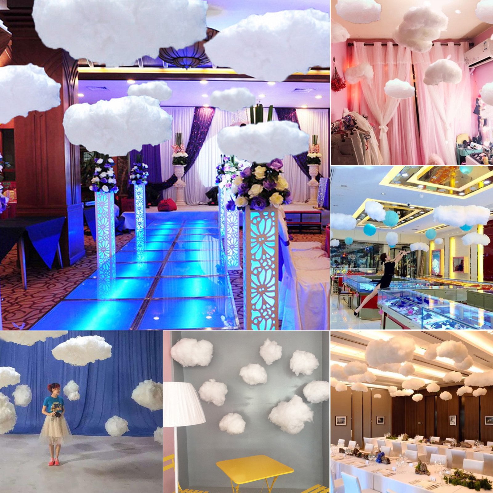 Artificial Cloud Props Imitation Cotton 3D Cloud Room DIY Decorative  Hanging Ornament Decoration Art Stage Wedding Party for Stage Show Party  Decor - 80 x 50 x 50 cm : Home & Kitchen 