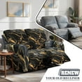 thumbnail image 4 of Garronmavis Black Gold Marble Print Recliner Couch Cover 2 Seats Lazy Boy Recliner Covers Stretchy Washable 6-Pieces Lazyboy Covers with Elastic Bottom Protector, 4 of 7