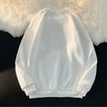 thumbnail image 4 of Womens Baggy Pullover Sweatshirts No Hood Long Sleeve Crewneck Sweater Tops Solid Color Fall Winter Clothes (M, White), 4 of 4