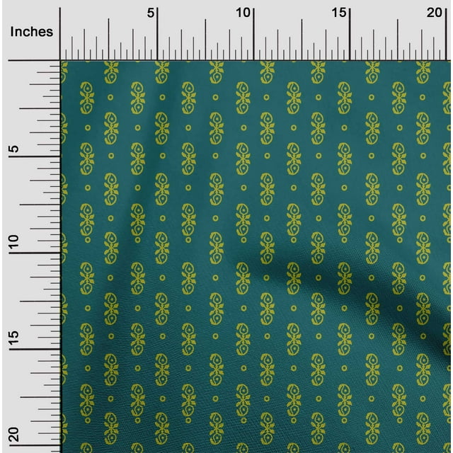 oneOone Polyester Lycra Fabric Circle|Leaves & Paisley Block Decor Fabric Printed BTY 56 Inch Wide