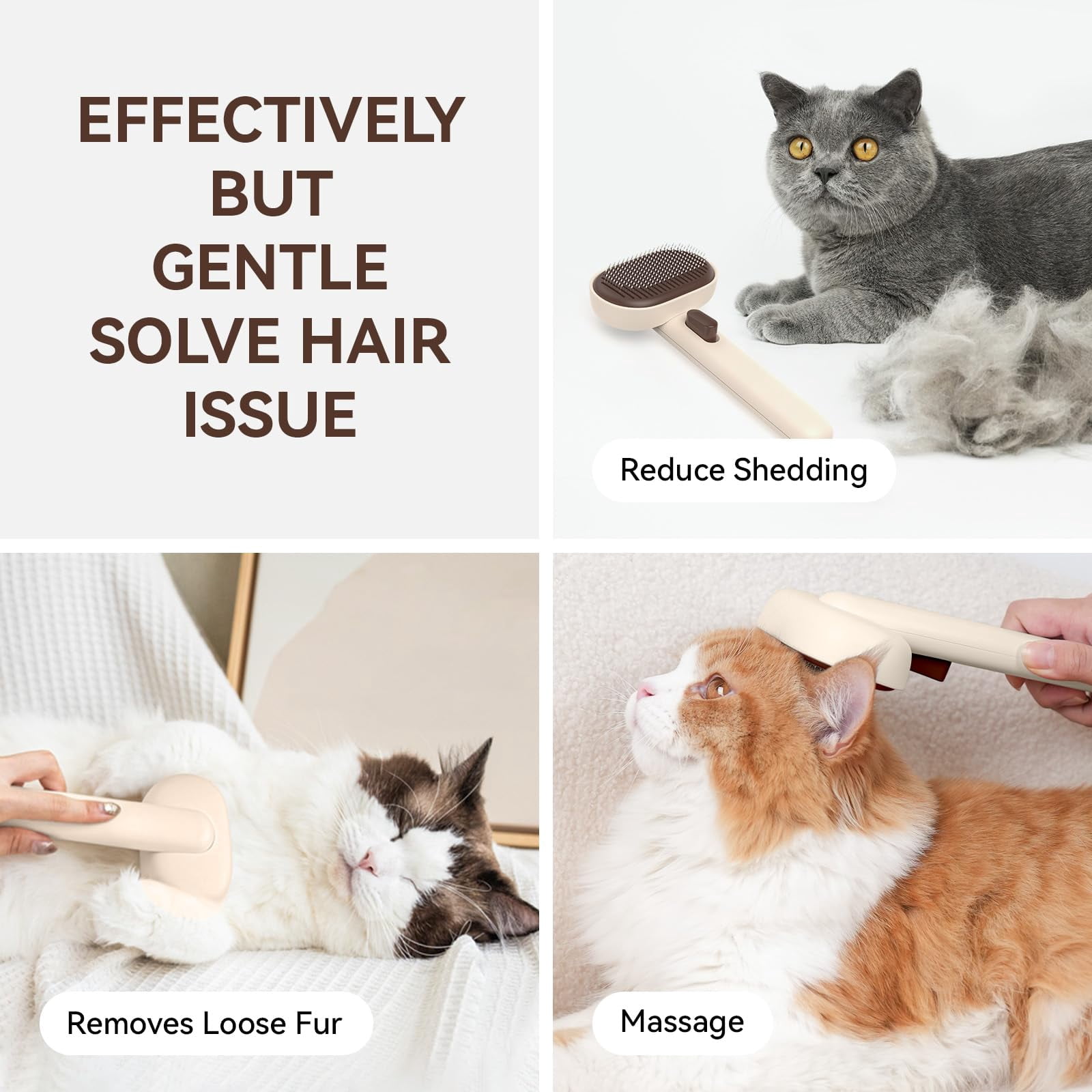 Cat Brush for Shedding, Cat Brushes for Indoor Cats, Cat Brush for Long or Short Haired Cats, Cat Grooming Brush Cat Comb for Kitten Rabbit Massage Removes Loose Fur