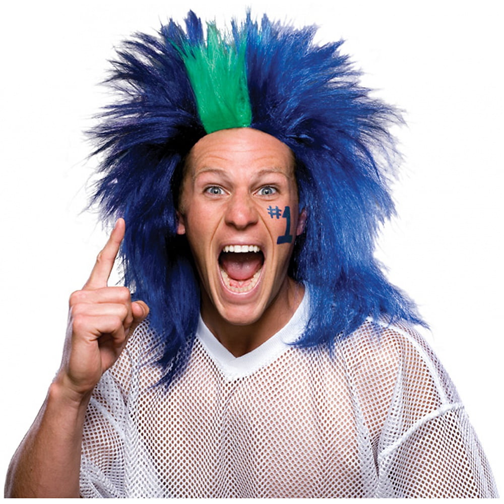 Sports Fanatix Wig Adult Costume Accessory Dark Blue, Green & Light