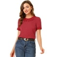 thumbnail image 1 of Top de lunares vintage con cuello Peter Pan para mujer rojo M, 1 of 6