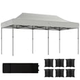 thumbnail image 2 of Outsunny 10 x 20 ft Pop Up Canopy Tent, Heavy Duty UPF50+ Outdoor Portable Instant Canopy Shelter with Wheeled Carry Bag, Sandbags, White, 2 of 9