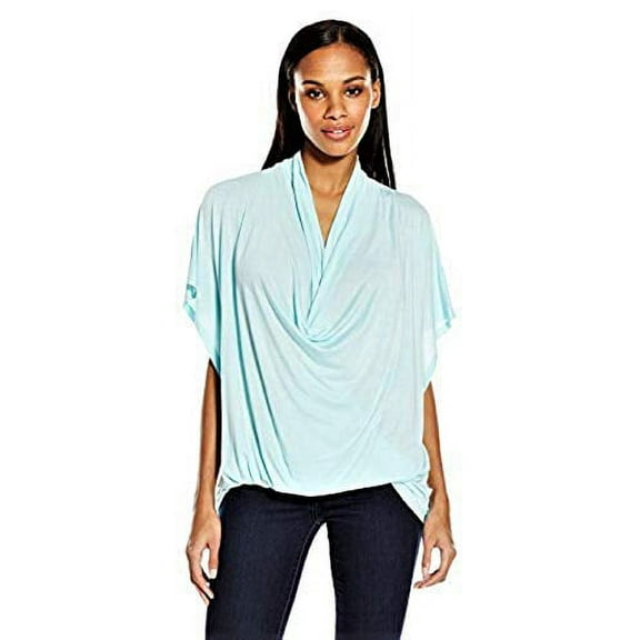 Tribal Women's Drape Neck Butterfly Top, Sky Blue, X-Large