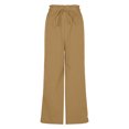 thumbnail image 4 of RYRJJ Wide Leg Palazzo Pants for Women - High Waist Casual Beach Lounge Pants Drawstring Baggy Flowy Trousers with Pockets(Khaki,L), 4 of 5