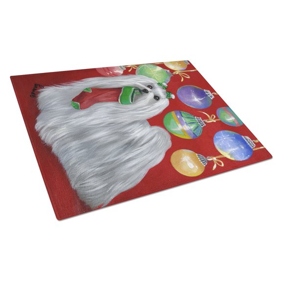 Carolines Treasures PPP3114LCB Maltese Christmas Stocking Stuffer Glass Cutting Board Large, 12H x 16W, multicolor