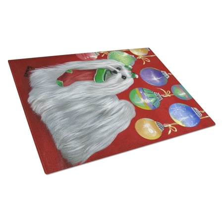 

Carolines Treasures PPP3114LCB Maltese Christmas Stocking Stuffer Glass Cutting Board Large 12H x 16W multicolor