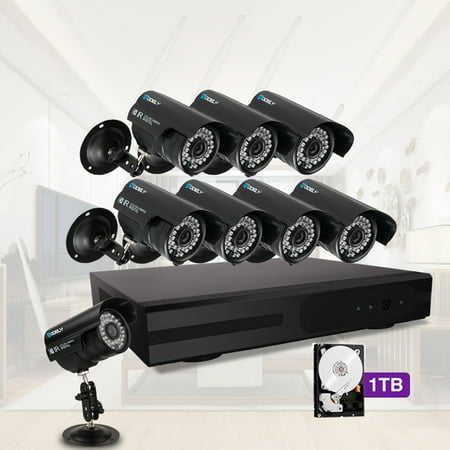 FeelGlad 8CH 1080P NVR Wifi Set - 720P 3.6mm 36-LED Waterproof IP Camera with 1TB HDD - High Resolution Security