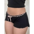 thumbnail image 5 of Suagox Women's Longue Shorts Casual Tight Fitted Low Waist Tie-Up Ribbon Bow Short Pants for Summer, 5 of 10