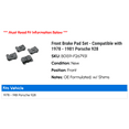 thumbnail image 2 of Front Brake Pad Set - Compatible with 1978 - 1981 Porsche 928 1979 1980, 2 of 2