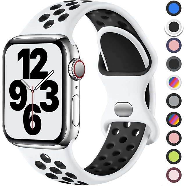 Correa deportiva de silicona Transpirable compatible con Apple Watch 44mm 42mm 45mm brillar