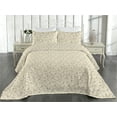 thumbnail image 2 of Ambesonne Floral Quilted Bedspread Set 3 Pcs, Blossom Silhouettes Creamy, Twin, Champagne Dark Tan, 2 of 4
