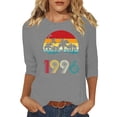 thumbnail image 2 of HOMBOM Womens Tops T-Shirts Summer Retro 1996 Print 3/4 Sleeve Graphic Gray Crew Neck Graphic Tees for Ladies, 2 of 4
